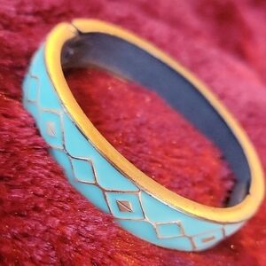 Turquoise and Gold Geometric Bangle
